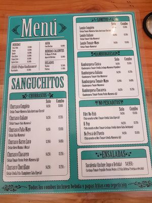 Menu at Suculenta Sangucheria Vegana in Santiago