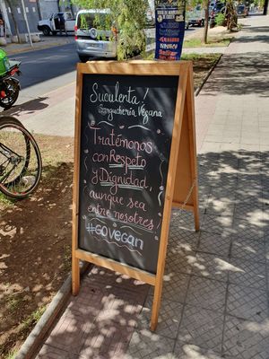 Hermosa publicidad at Suculenta Sangucheria Vegana in Santiago