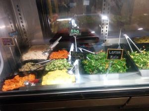 Deli case. Salads. at Sunshine's Health Food Store and Vegetarian Deli in Houston