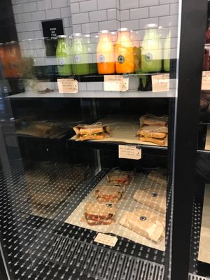 Sandwiches and juice at Superfood Boutique in Tel Aviv