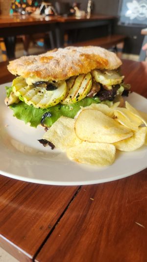 Seitan sandwich (added mushrooms) at Cafe Consulado in Asuncion