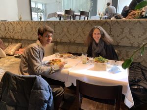 Our table. It has a lot of space thanks to Corona. at HILTL - Sihlstrasse in Zurich