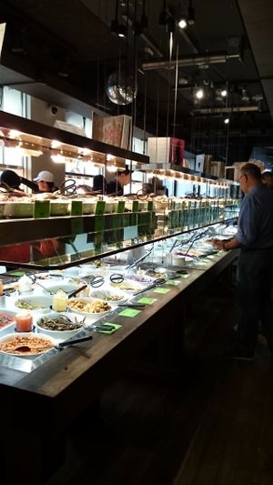 One of many food bars.  at HILTL - Sihlstrasse in Zurich