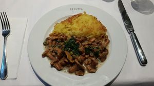 mushrooms with Rösti from seasonal menu at HILTL - Sihlstrasse in Zurich
