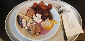 Plate of vegan desserts at HILTL - Sihlstrasse in Zurich