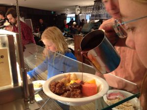 chocolate sauce on vegan desserts at HILTL - Sihlstrasse in Zurich