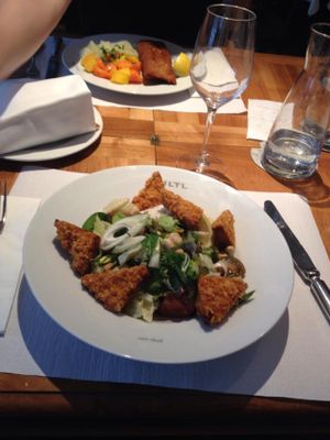 breaded tofu salad. at HILTL - Sihlstrasse in Zurich