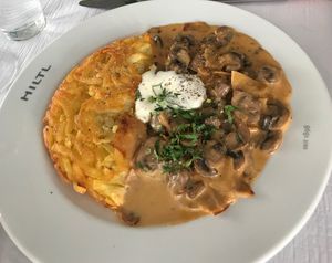 Seitan and rösti at HILTL - Sihlstrasse in Zurich
