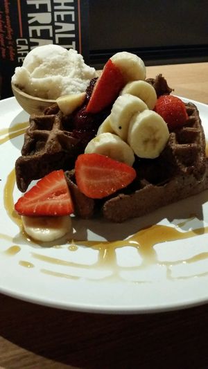 Vegan Chocolate Waffles at Health Freak Cafe in Scarborough