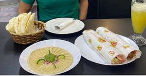 Hummus dip (comes with flatbread) and falafel sandwiches  at Rubin Mardini in Penang