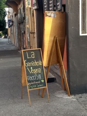At the entrance at La Garnacheria Vegana in Cuernavaca