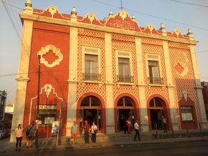 Cine Morelos right across the street at La Garnacheria Vegana in Cuernavaca