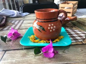 Atole de Sempasuchil 🍁 at La Garnacheria Vegana in Cuernavaca