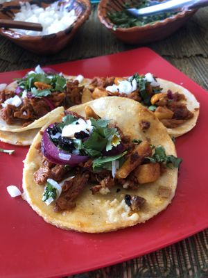Tacos al pastor  at La Garnacheria Vegana in Cuernavaca