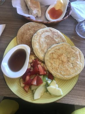 Vegan pancakes   at Cafe del Mundo in La Paz