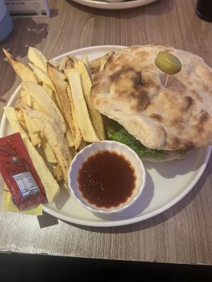 Quinoa and chia burger 🍔   at Cafe del Mundo in La Paz