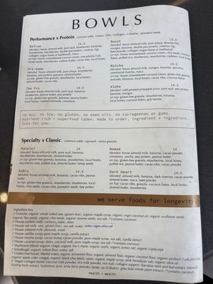Menu  at E+ROSE Wellness Cafe - Gulch in Nashville