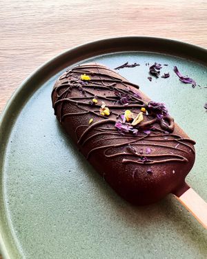 Mulberry and chocolate ice cream at Vegan a la Turca in Bodrum