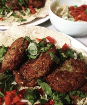 Falafel with hummus and homemade pickles!  at Vegan a la Turca in Bodrum