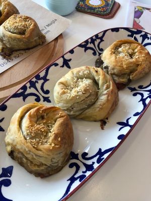 Turkish pastry with soy meat and potatoes or eggplant  at Vegan a la Turca in Bodrum