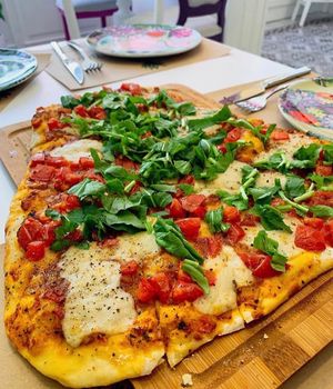 Vegan cheese pizza at Vegan a la Turca in Bodrum