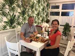 Delicious cashew cheese and sundried tomato pizza at Vegan a la Turca in Bodrum