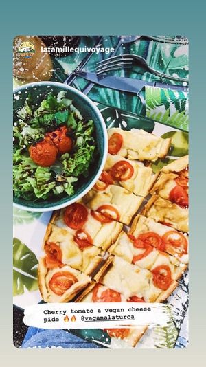 Turkish pizza with our homemade cashew cheese at Vegan a la Turca in Bodrum