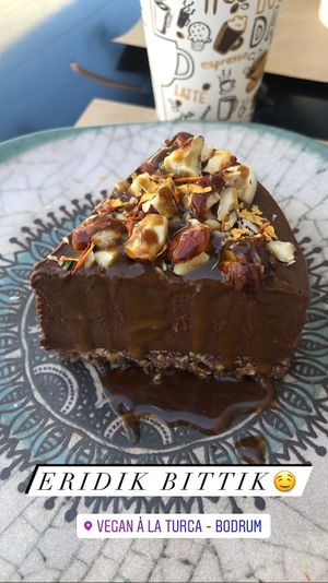 Slice of truffle cake at Vegan a la Turca in Bodrum