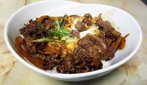 Donburi - Gyuu Don (can request just veggies, or tofu, ect) at Osaka Japanese Restaurant in Sundre