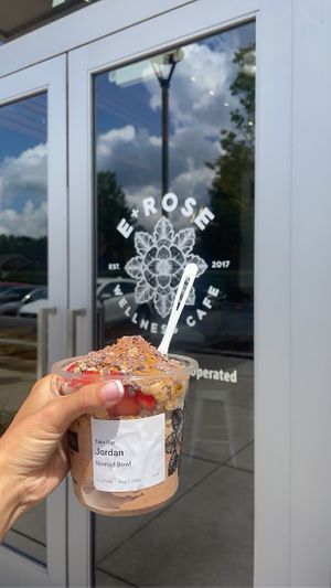 The Nomad Smoothie bowl  at E+ROSE Wellness Cafe - Brentwood in Brentwood