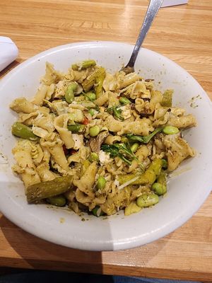 Pesto Pasta with organic tofu at True Food Kitchen in The Woodlands