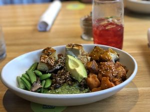 Vegan ancient grains bowl with tofu at True Food Kitchen in The Woodlands