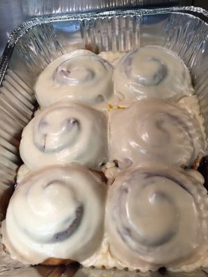 Wonderful vegan frosted cinnamon rolls.  at DeVine Delights in Rapid City
