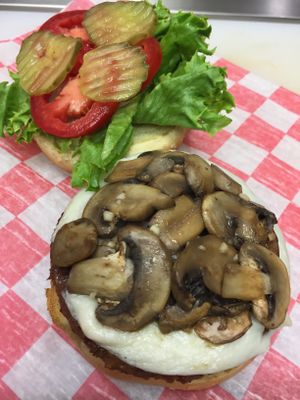 Delicious mushroom Swiss Beyond Burger!  at DeVine Delights in Rapid City