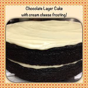 Chocolate layered cake was topped with creme cheeze frosting! Delicous!  at DeVine Delights in Rapid City