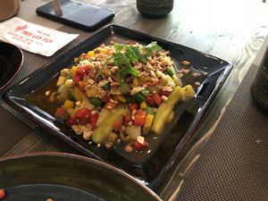 Eggplant ‘la han’ at Truc Lam Vien Quan in Hanoi