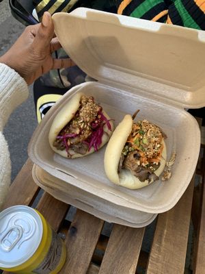 jackfruit (right), mushroom (left) at Sasu Juice Bar in Zurich