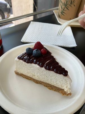 Fruit cheesecake at Radagast Vegan Bakery in Rome