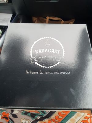 The brand at Radagast Vegan Bakery in Rome