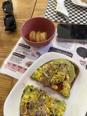 Nuggets (ne mancano 3 o 4)  e avocado toast   at Radagast Vegan Bakery in Rome