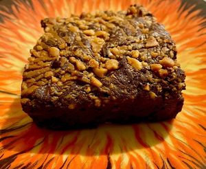 Peanut and chocolate brownie  at Radagast Vegan Bakery in Rome