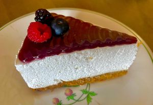 Wild berries cheesecake  at Radagast Vegan Bakery in Rome
