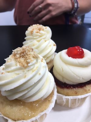 Vegan cupcakes, “lemon cheesecake” and “almond cream” at Radagast Vegan Bakery in Rome
