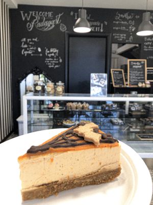 Pumpkin cheesecake  at Radagast Vegan Bakery in Rome
