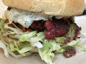 Vegan burger   at Mini Cafe Golf in Ljubljana