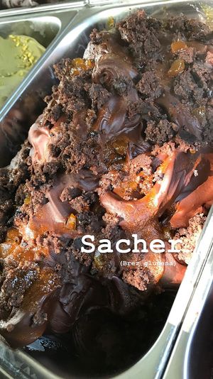 Sacher gluten free vegan ice cream. at Mini Cafe Golf in Ljubljana