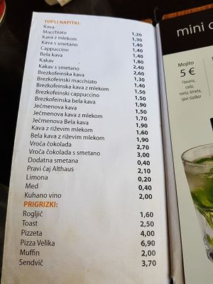 Coffee and white coffee with rice mylk in the menu.

Photo by: Irena Č. on Facebook at Mini Cafe Golf in Ljubljana