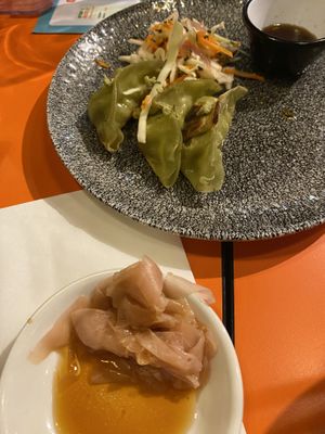 Grilled gyoza and pickled ginger  at Yakinori - Bristol in Bristol