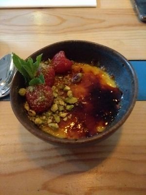 Vegan creme brulee at Fint in Leeds