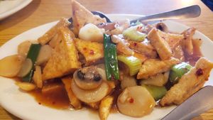 Kung pao tofu ($10.50), not on menu but they'll make it. Sauce isn't great. at Great Hunan in Winona